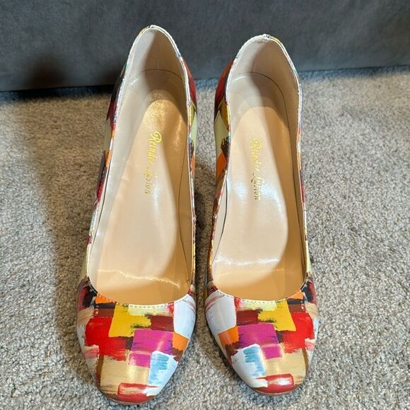 Women’s Reindee Lusion Multicolored Stiletto High Heels Round Toe Size 10 NEW - Picture 2 of 11